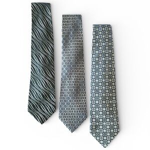 LUXURY Men’s Tie Set of 3 | Premium Silk | Green Patterned